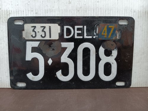 1947 Delaware PORZELLAN Nummernschild Etikett