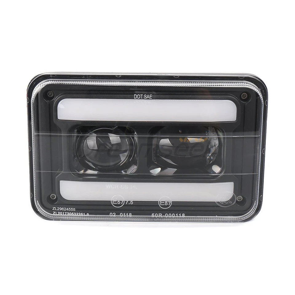 Pair 4x6'' LED Headlights Hi Lo Beam for Chevy Camaro Subaru GL DRL Turn Signal - Image 2 of 4