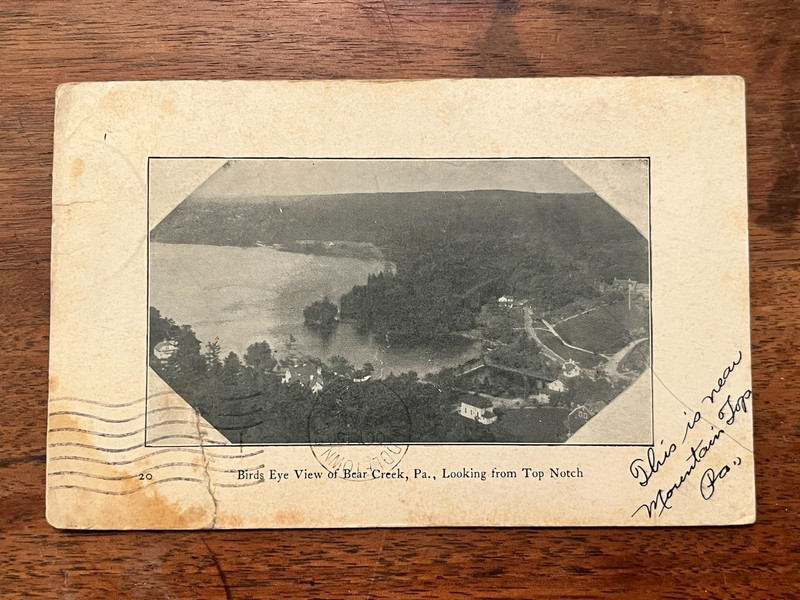 Birds Eye View Bear Creek PA Printed Postcard Robert Teel White Haven Posted