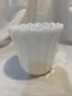 VTG MCM Ribbed Sides 4" Milk Glass Fluted Edge Planter/Vase/Bowl