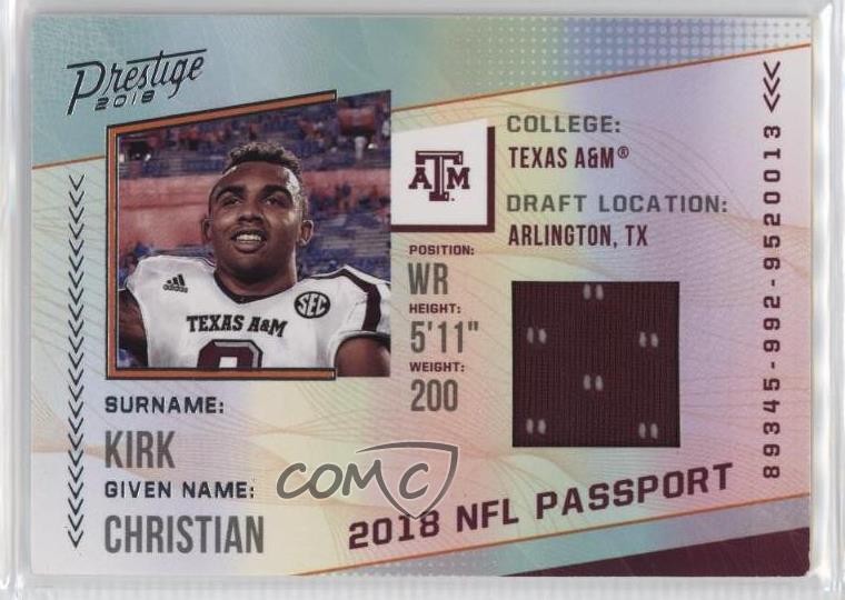 2018 Panini Prestige NFL Passport Memorabilia Christian Kirk Rookie RC 00jz