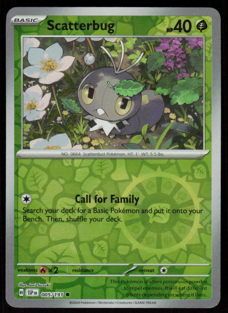 Scatterbug 005/191 Common Surging Sparks Pokemon Reverse Holo Near Mint