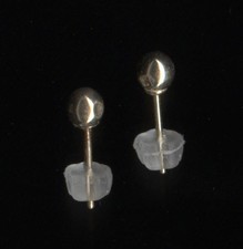 14K Fine Solid Yellow Gold 4mm Round Bead Ball Stud Earrings oi