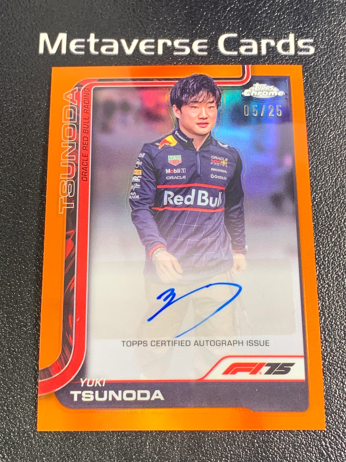 2025 Topps Chrome Formula 1 F1 Autograph Orange Refractor Yuki Tsunoda 05/25