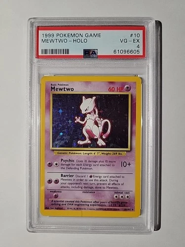 1999 POKEMON BASE SET UNLIMITED #10 MEWTWO-HOLO PSA 4
