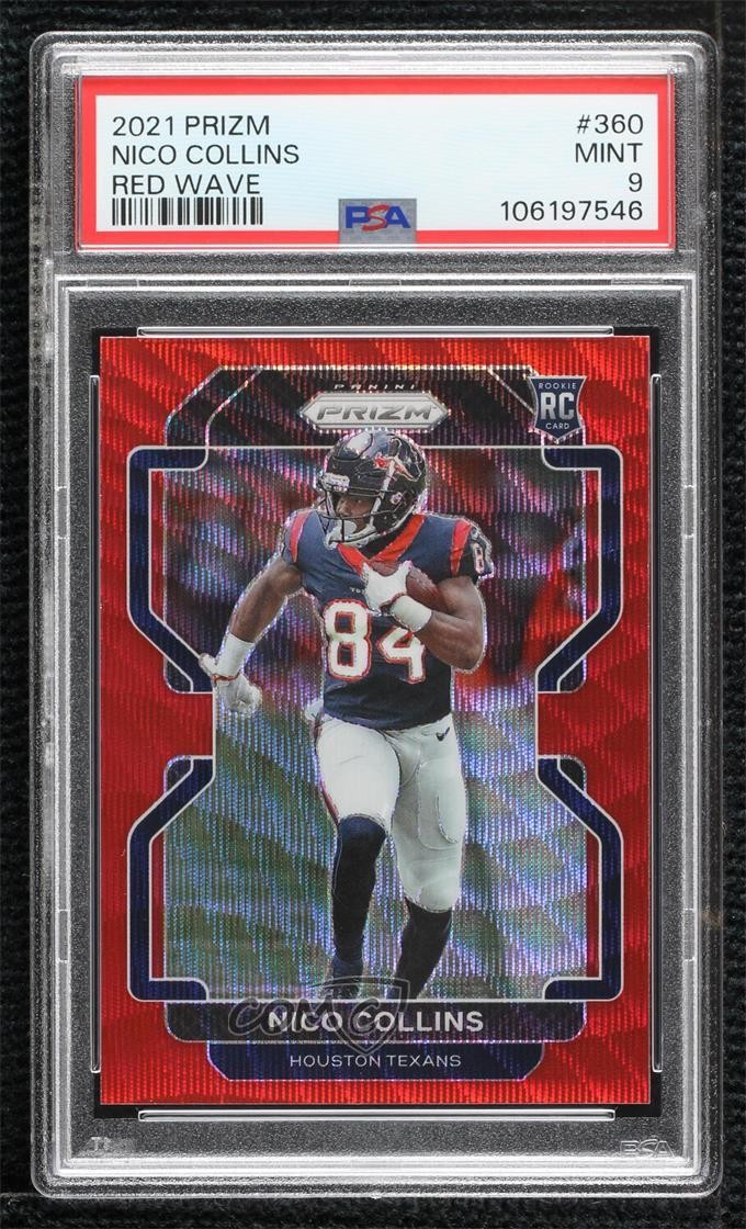 2021 Panini Prizm Rookie Red Wave Prizm 81/149 Nico Collins #360 PSA 9 MINT jl6