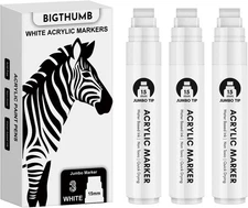 Thick White Jumbo Poster Markers: 3 Pcs 15mm Wide Tip Large Acrylic 