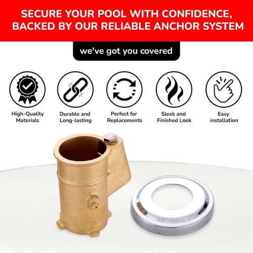 (2PC)Anchor & Escutcheon Pool Rail Set, 4-Inch Anchor for 1.90-In Outer Diameter - Picture 4 of 10