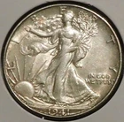 Silver Half Dollar - Walking Liberty - 1941-D (Sharp grade.  Cleaned.)