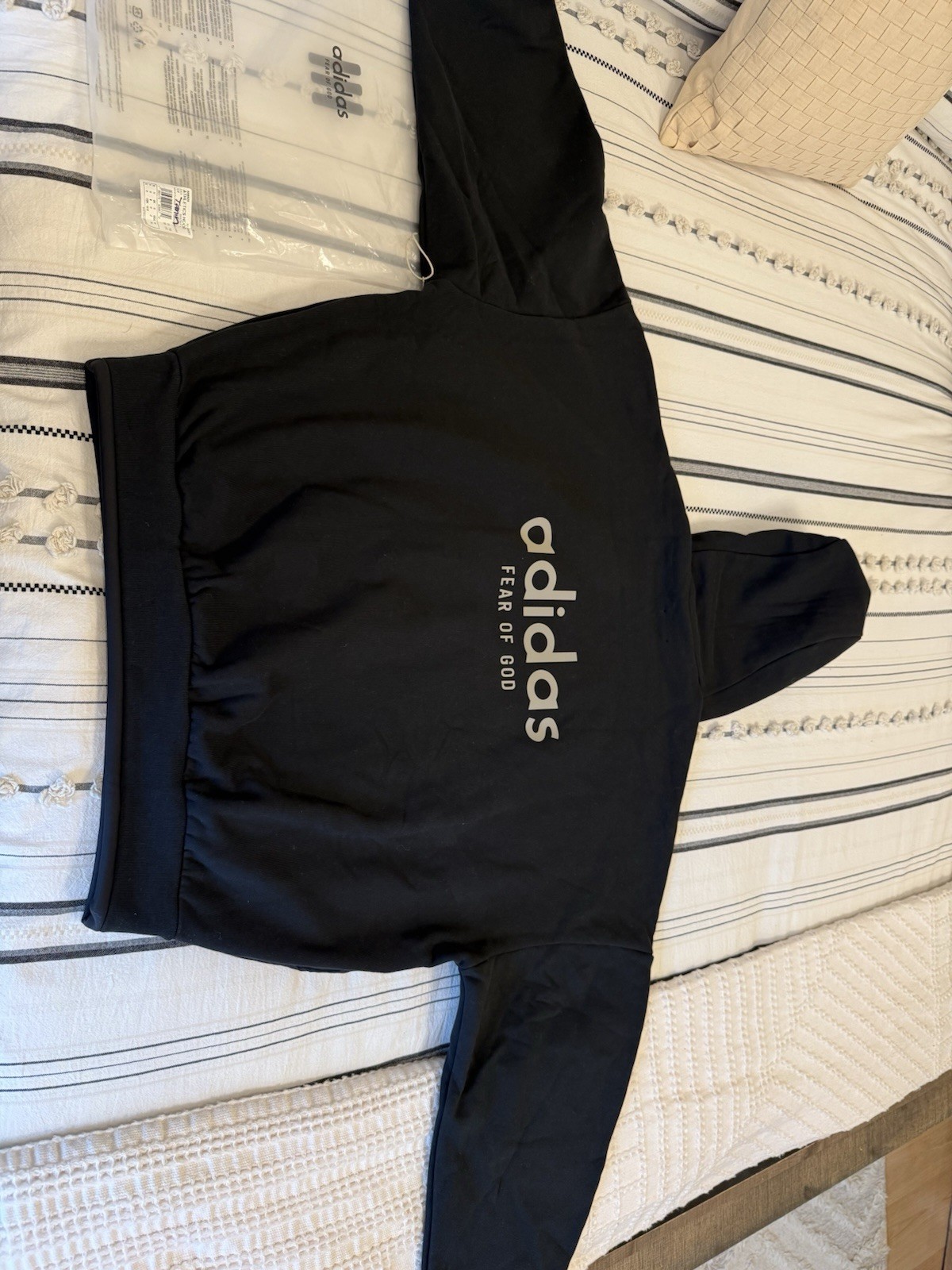 adidas Fear of God Athletics Fleece Hooded Logo Black Pullover Hoodie Men's M thumbnail 2