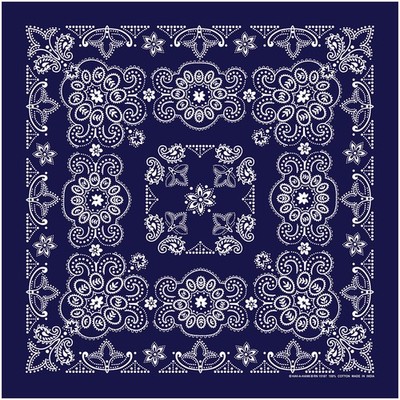 Carolina Manuf Texas Paisley Bandana - Navy 27'' X 27'' - Classic Western Style!