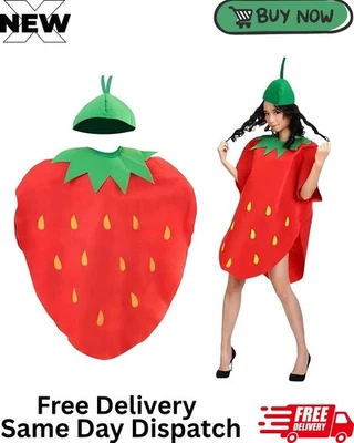 SDXCJY Adult Strawberry Costume Set - Hilarious Red Fruit Cosplay Outfit || UK