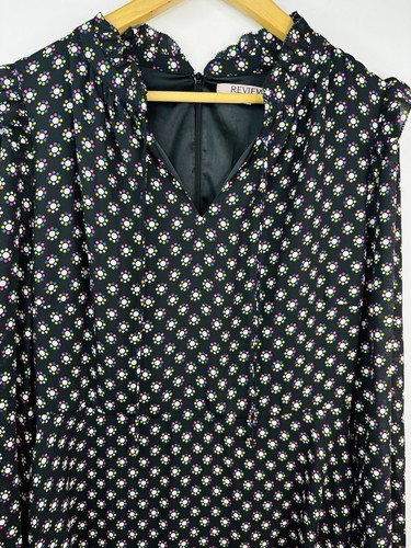 Review Floral Midi Dress Size 14 Long Sleeve Ruffles Neck Tie Dots RRP$269 - Picture 8 of 12
