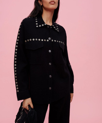 Maje Damen Strickjacke schwarz Strick Wollmischung Größe 34 FR 6 UK 2 US MFPCA00240