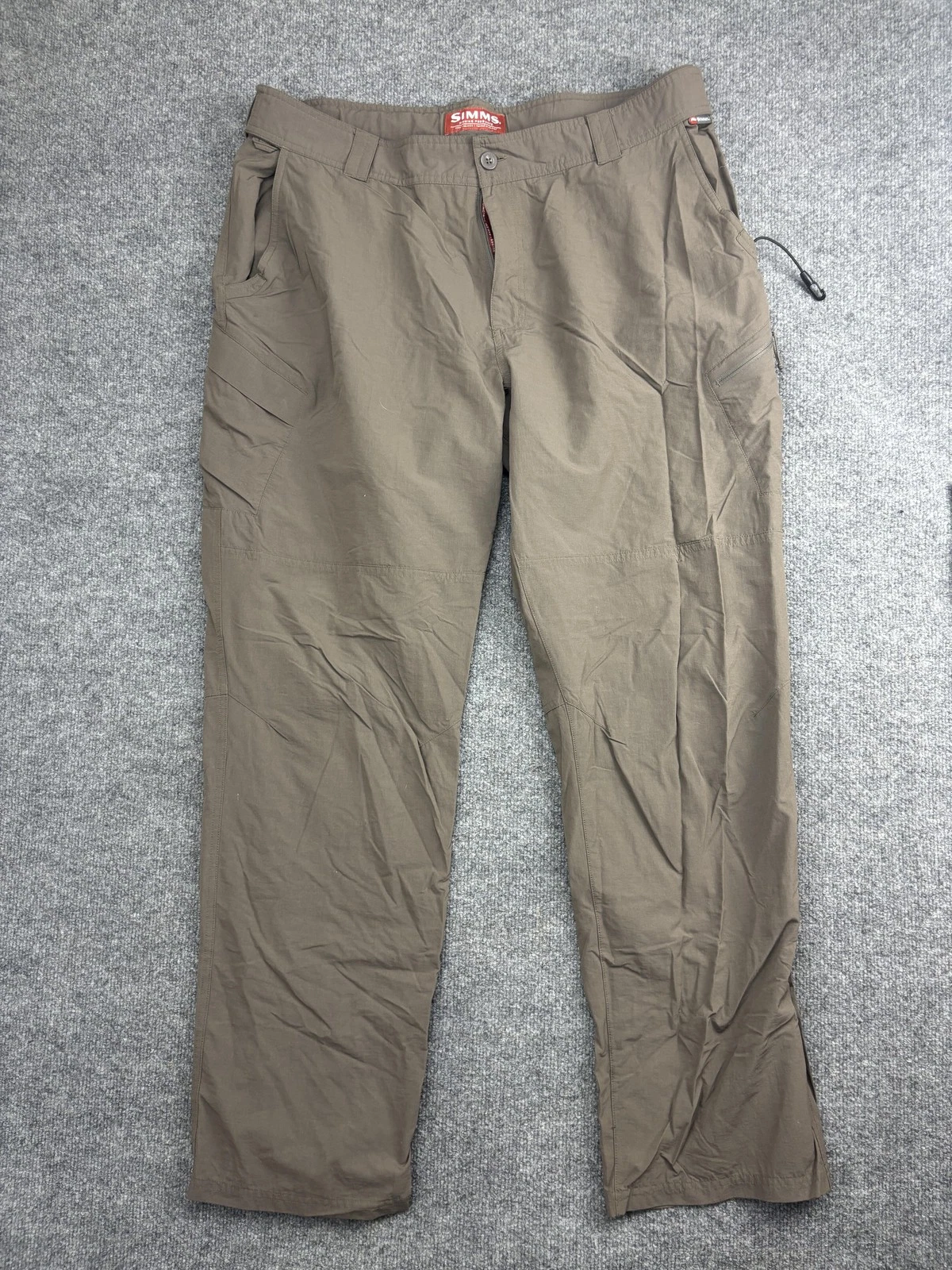 Simms Pants Mens 2XL 44x31 Brown Fishing Hiking Quick Dry Zip Pockets