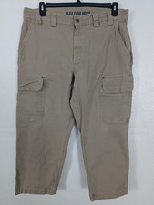 Duluth Trading Co Mens Cargo Pants 37x28 Flex Fire Hose Relaxed Fit Beige