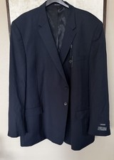 Pronto Uomo Platinum Blazer Mens 58 Long Navy Wool Executive Fit Double Vent NEW