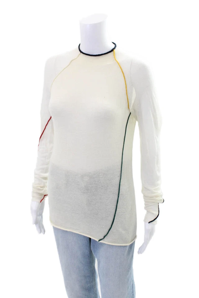 Suéter Rag & Bone para mujer manga larga cuello alto blanco lana talla pequeña Foto 2 de 4