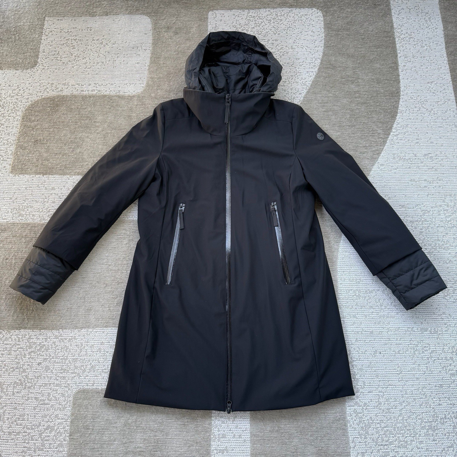 S Navy Black Raincoat 9000 Womens 38 Us Double Zip Outdoor