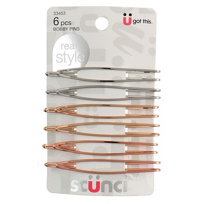 4 Pack Scunci U Got This Real Style Bobby Pins, Assorted, 6 Ct