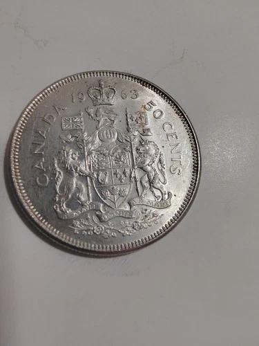 CANADA  - 1963  - 50 Cents - Half Dollar Silver Coin - .800 SILVER  - AU