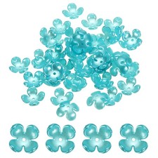 48 Pcs Flower Bead Caps 16mm/0.63" Plastic Imitation Flower Beads Lake Blue