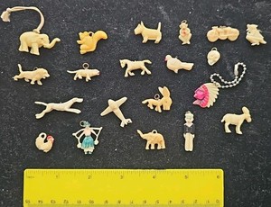 Vtg Cracker Jack & Gumball Charms Lot Celluloid-20 Pieces