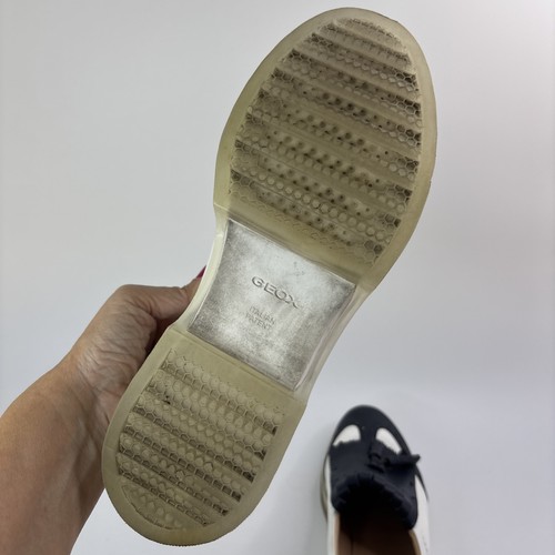 Geox Zapatos Myluse Cuero Mocasín Azul Marino Blanco Kelsie Borla Espectadores Punta de Ala - Imagen 9 de 14