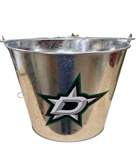 Dallas Stars Ice Beer Bucket 5qt Metal W/Handle NHL With Team Logo New