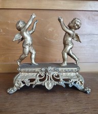 Ange sur Socle Pattes de Lion Ancien Support Métal Doré 25 cm