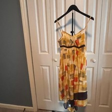 Simply Vera Wang Maxi Dress PM Sunshine Yellow Smocked v cut Sheer