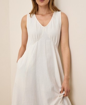 coastal double gauze beach to brunch dress Coastal Organic Double Gauze Smocked Dress main image 0