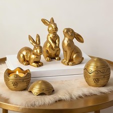 Easter Bunny Decorations, 5 Pieces Spring Bunny Figurines with Easter Egg, Sm...