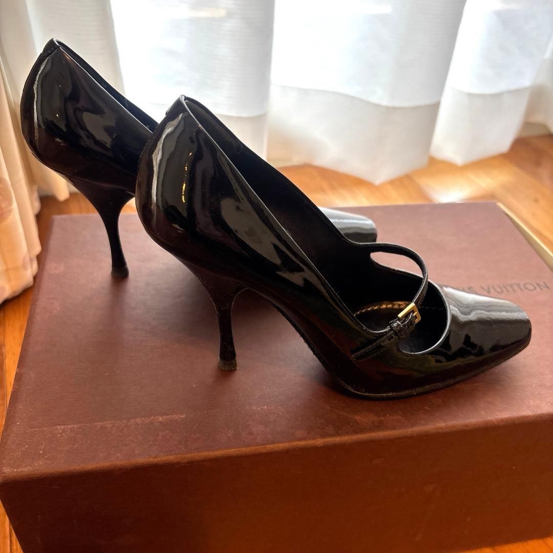LOUIS VUITTON Heel Leather Pumps Black EU 36.5 135320K Authentic thumbnail 3