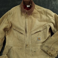 Vtg Carhartt Coveralls Mens 42 Regular USA Made Insulated Duck Canvas Distressed