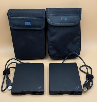   IBM USB Portable Diskette Drive Lot 2 ThinkPad Floppy Drives w Cases