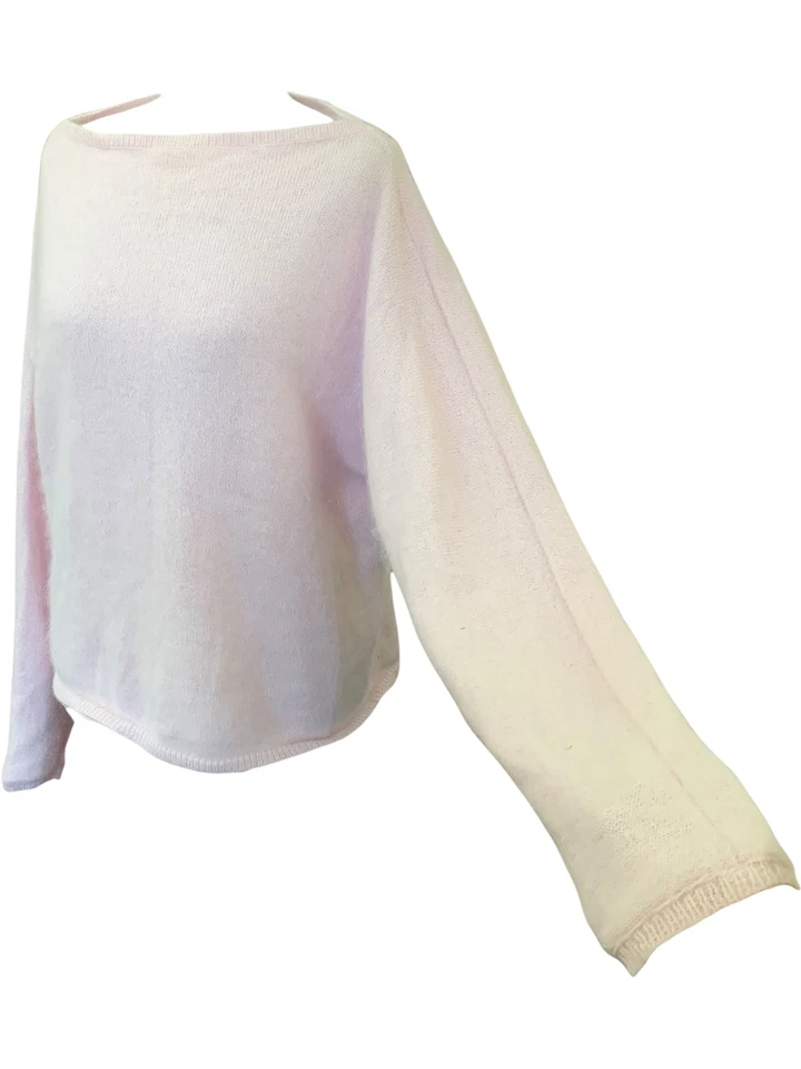 Balmain Pink Angora Wool Blend Jumper Boat Neck Soft Knit Cozy Warm - Size 34 - Image 2 of 4