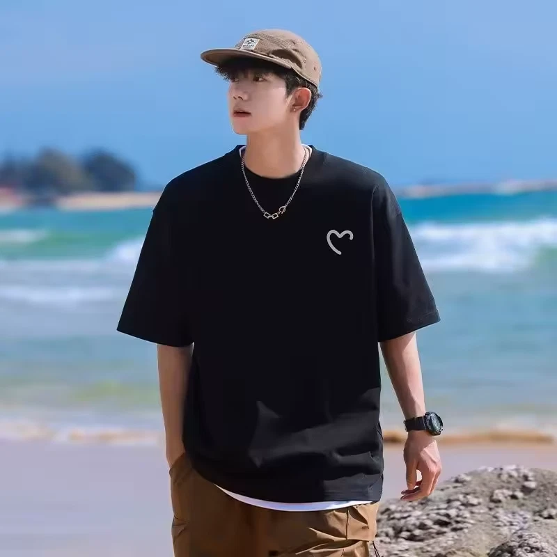 100% Cotton O-Neck Oversized Summer Short Sleeve Men's T Shirt HipHop Streetwear
