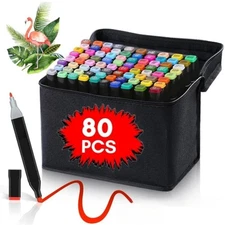 80 Colors Markers Graphic Drawing Painting Alcohol Art Dual Tip Sketch Pens US