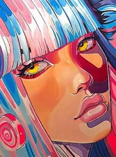 Cyberpunk Cute Girl Acrylic Painting On Canvas Medium