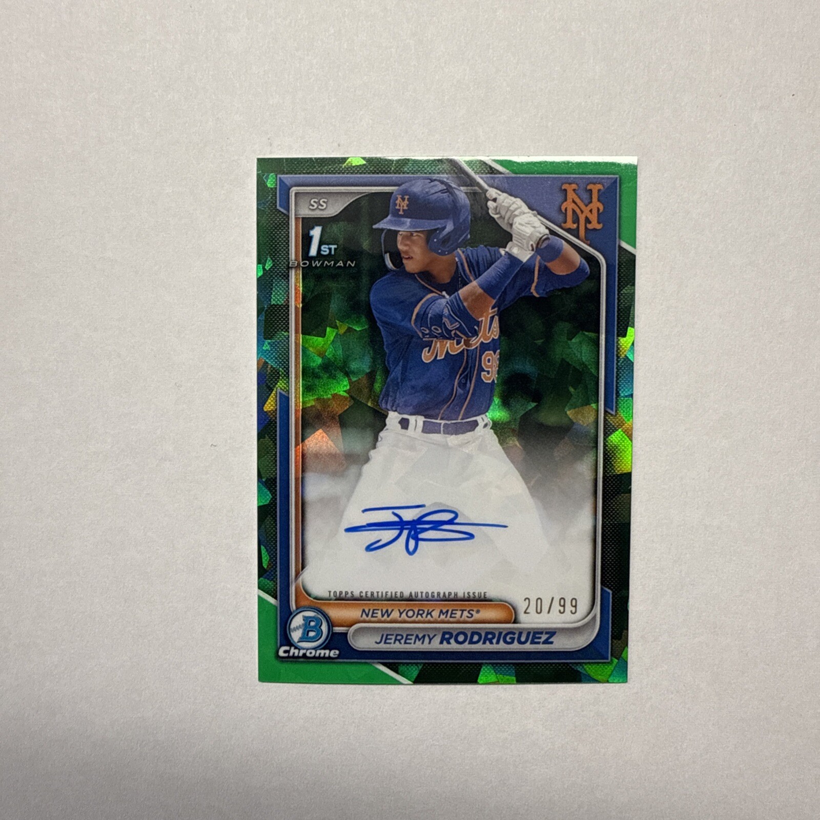 2024 Bowman Chrome Sapphire Jeremy Rodriguez 1st Bowman Green Auto /99 BCP-JRO