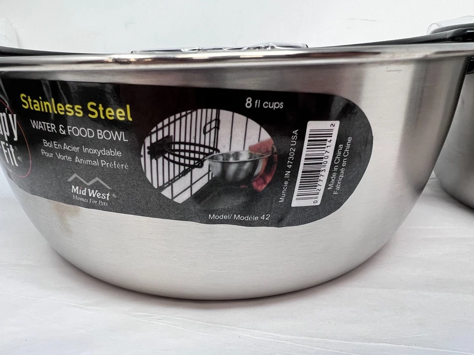 Lote de (2) NOVAS TIGELAS DE ÁGUA E ALIMENTAÇÃO SNAPY FIT aço inoxidável 2 quartos cada - Imagem 3 de 4