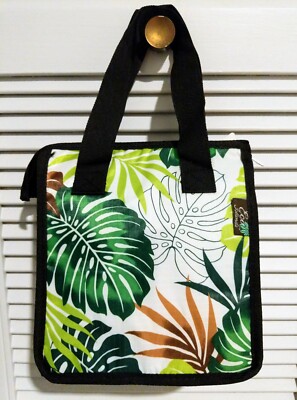 Small Hawaiian Thermal Insulated Zipper Lunch Bag Aloha Green