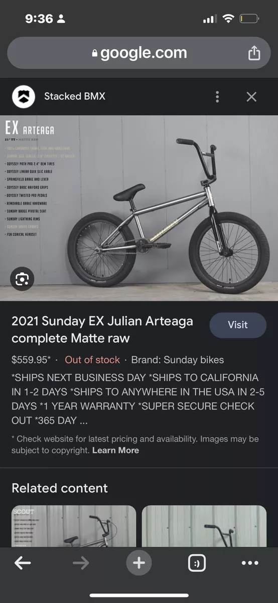 Sunday ex 2025 2021 bmx bike