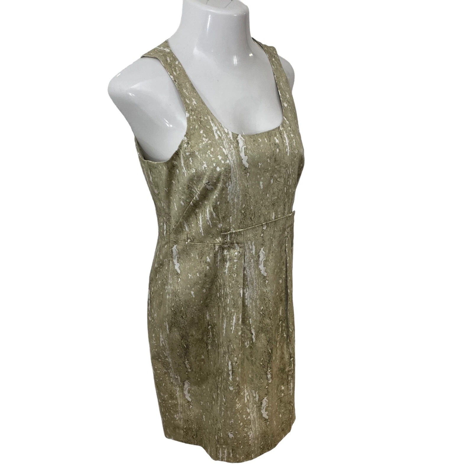 Abito Michael Kors donna taglia 10 tubino smanicato kaki lavoro ufficio festa