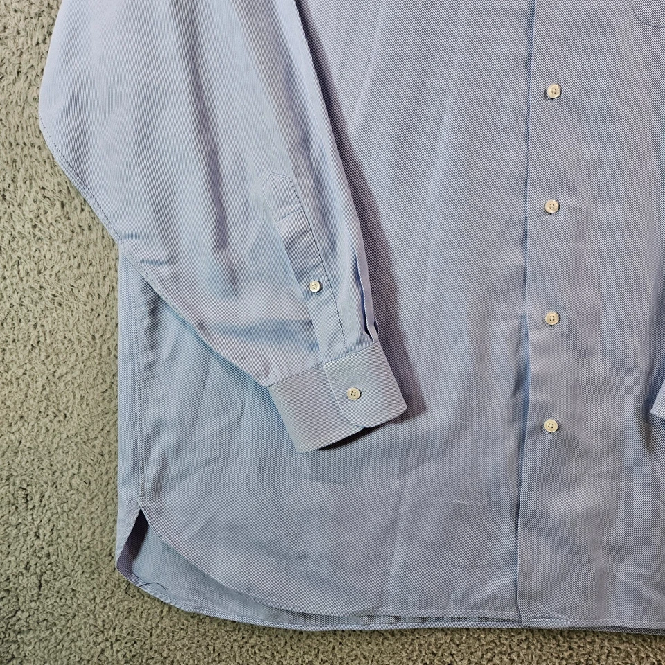 Jos A Bank Dress Shirt Men 17.5 35 Button Up Long Sleeve Blue White Striped - Image 2 of 4