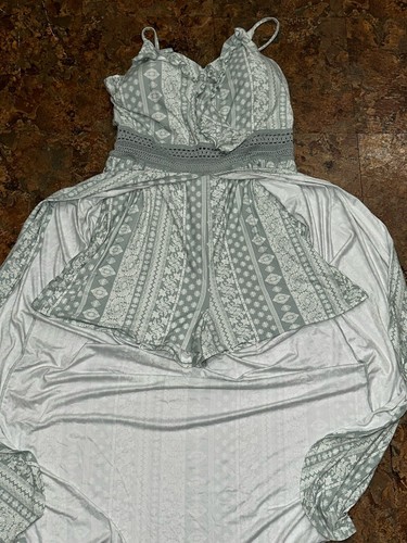 No Boundaries Juniors Ruffle Walk Through Maxi Romper Size XXL Jade Delight NWOT - Picture 6 of 8