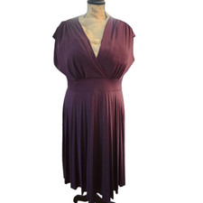 Purple plus size v cut dress