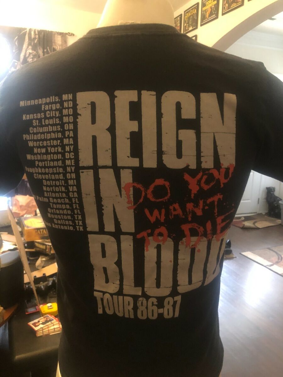 Slayer Reign in Blood 1986-87 World tour t-shirt Hanes small Slayer Reign in Blood 1986-87 World tour t-shirt Hanes small