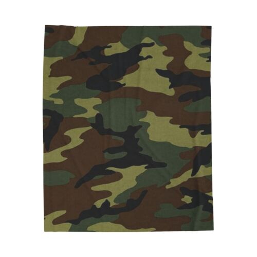 Green Camouflage Velveteen Plush Blanket - Picture 1 of 13